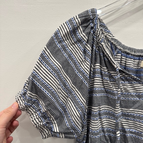 Madewell Jacquard Keyhole Crop Top in Stripe Blue Small Cotton - Picture 5 of 9